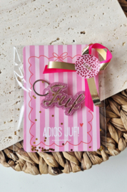 Juf luxe sleutelhanger roze