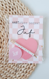 Juf kadootje HART notitieblok met potlood