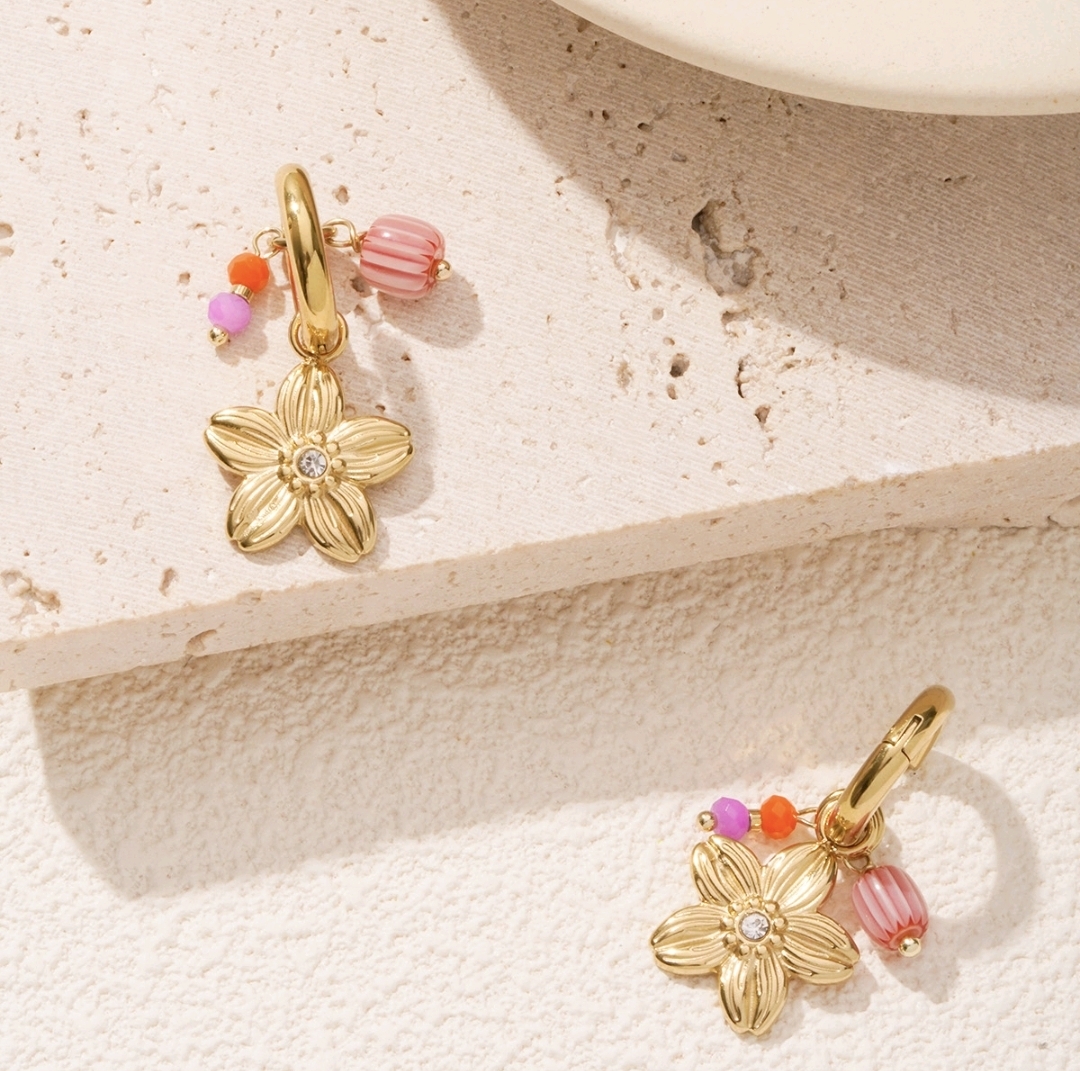 Label ZeeV oorbellen RVS flowers