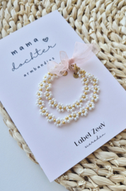 Label ZeeV mama dochter armbandjes bloemen off white
