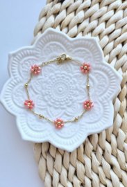 Label ZeeV RVS armbandje bloemen oranje