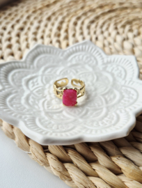 Label ZeeV ring natuursteen fuchsia