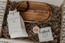 Brievenbus pakket "Jij bent goud waard" met sleutelhanger | keuze uit verschillende teksten