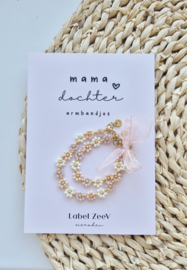 Label ZeeV mama dochter armbandjes bloemen blush