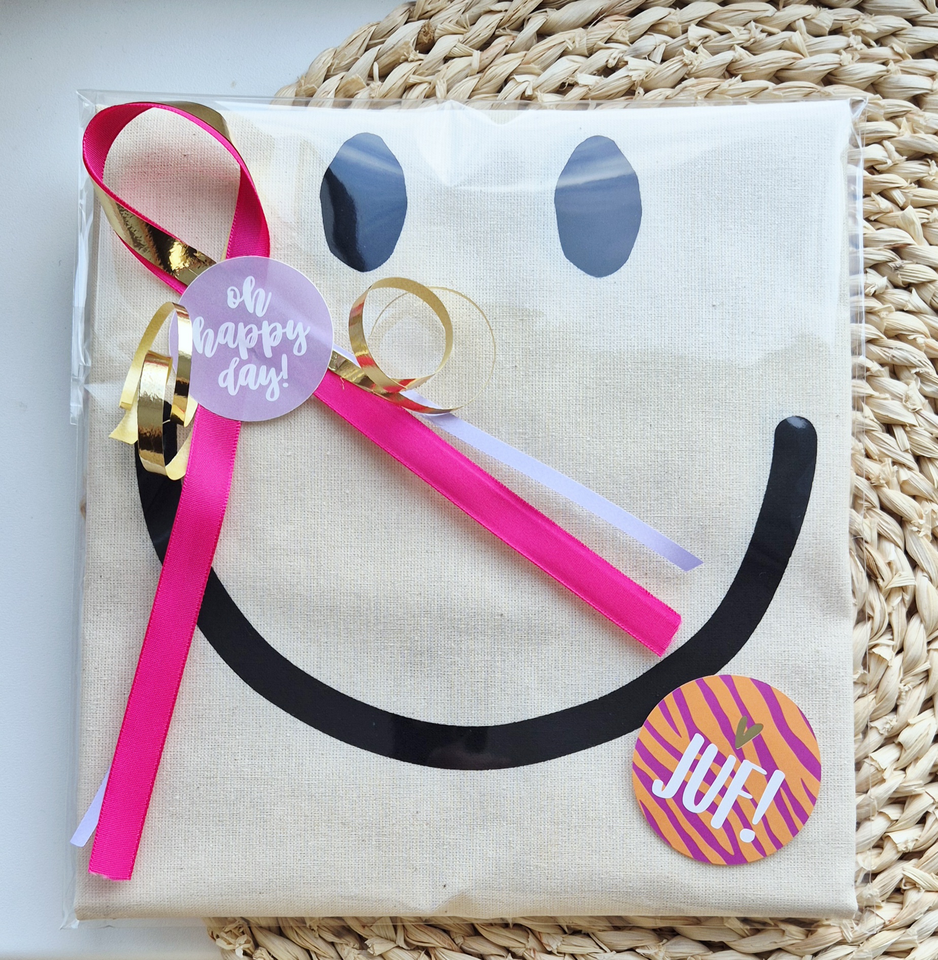 Label ZeeV canvas tas smiley