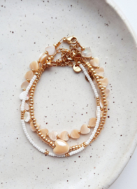 Label ZeeV armbandjes set beige schelp