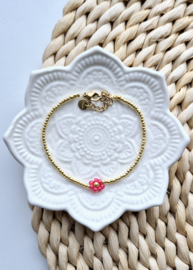 Label ZeeV armbandje bloem fuchsia