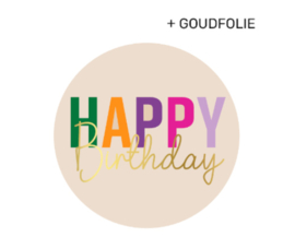 Sticker Happy Birthday colors 65 mm | 10 stuks