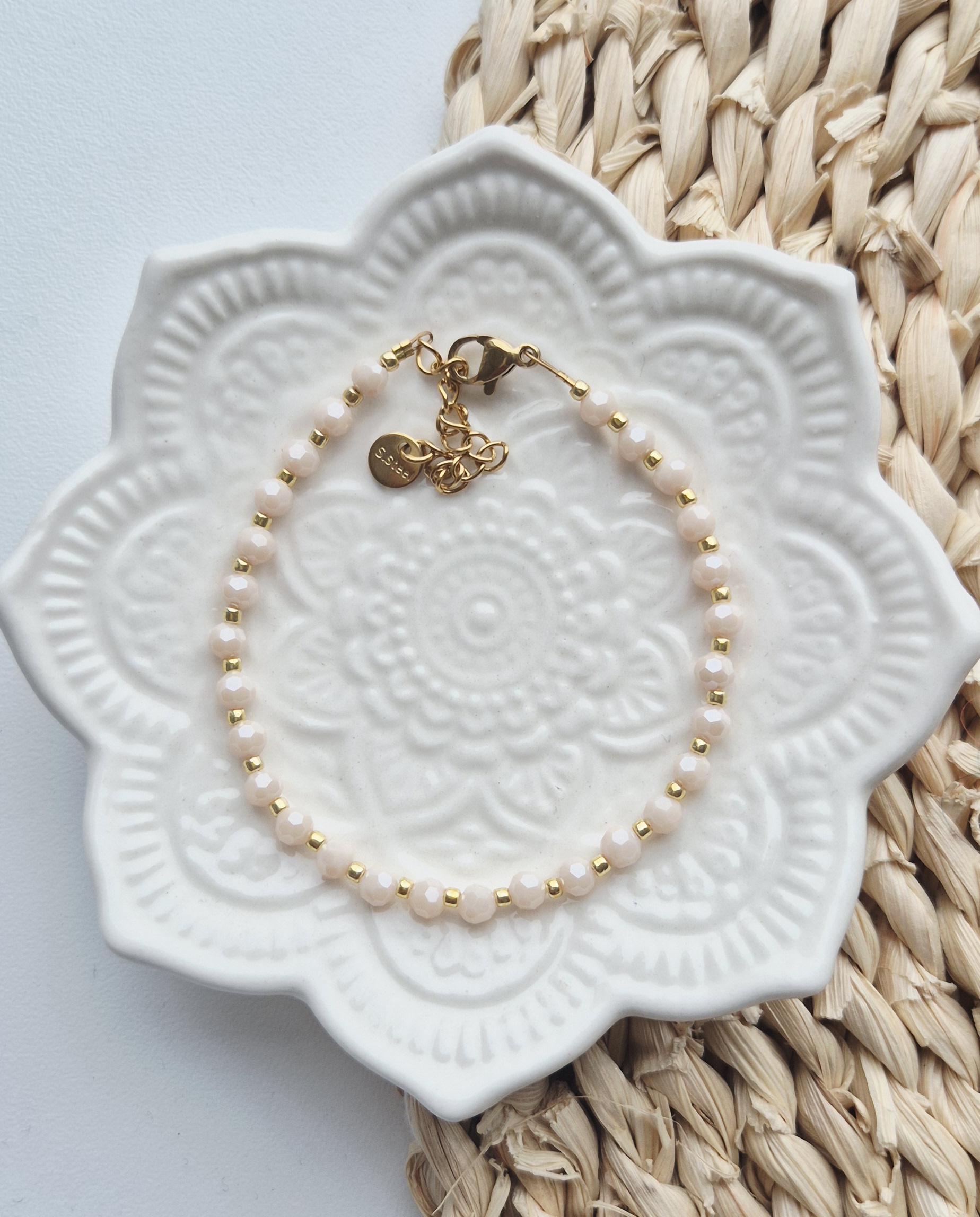 Label ZeeV armbandje facet beige