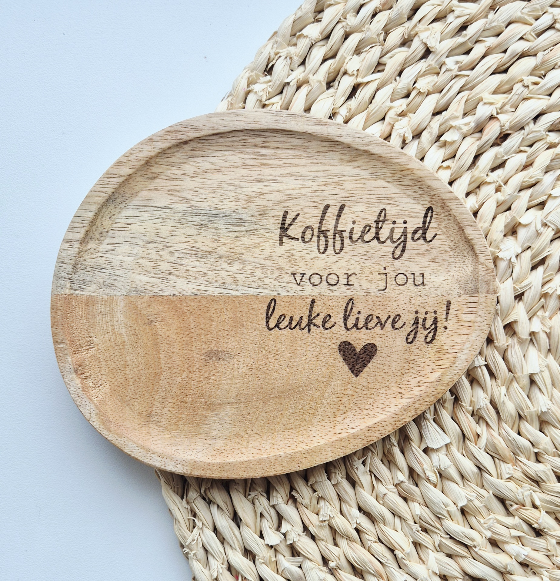 Label ZeeV koffie | thee plankje koffietijd  ovaal leuke lieve jij