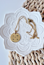 RVS ketting goud - zilver | 20 mm 4 letters met hartje