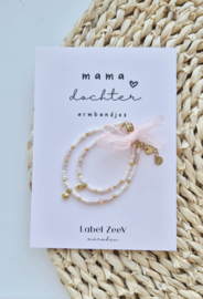 Label ZeeV mama dochter armbandjes hart blush