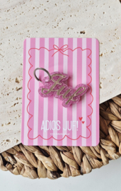 Juf luxe sleutelhanger roze