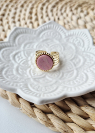 Label ZeeV ring natuursteen soft pink rond