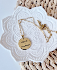 RVS ketting goud -zilver | rond 20 mm met 2 namen