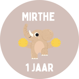 Gepersonaliseerde sticker olifant | 15-24-30 stuks