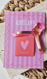 Cadeau A5 thee kaart juf adios