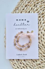 Label ZeeV mama dochter armbandjes bloemen warm blush