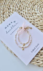 Label ZeeV mama dochter armbandjes hart blush