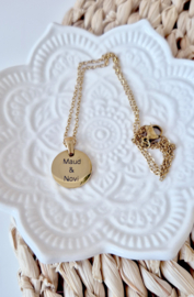 RVS ketting goud - zilver | rond 15 mm met 2 namen