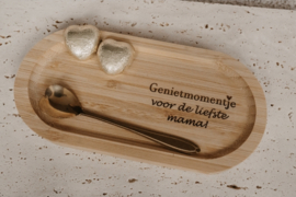Serveerplankje bamboe "genietmomentje voor de liefste mama"