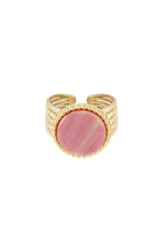 Label ZeeV ring natuursteen soft pink rond