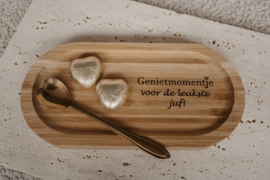 Serveerplankje bamboe "genietmomentje voor de leukste juf"