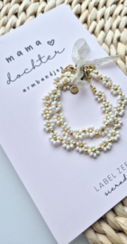 Label ZeeV mama dochter armbandjes |  bloemetjes off white