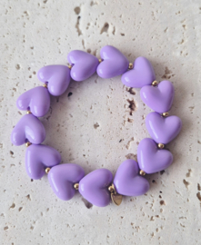 Label ZeeV RVS armband zomer hartjes lila