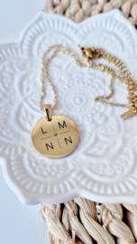 RVS ketting goud - zilver | 20 mm 4 letters met hartje