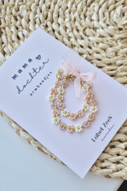 Label ZeeV mama dochter armbandjes bloemen blush
