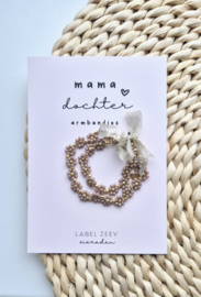 Label ZeeV mama dochter armbandjes |  bloemetjes taupe