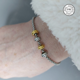 Spacer bedel ' Century RVS ' voor 2,5-3,0mm - stopper voor bedelarmband Pandora Trollbeads enz.