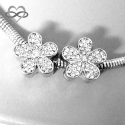 Wit Charm bedel - Wit Tsjechisch Kristal Bloem Pandora Style Bedel
