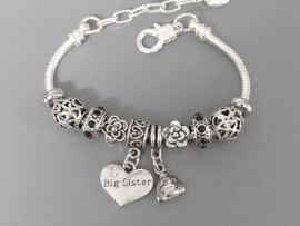 Zussen armband. Big Little Middle Sister in Pandora Style - Cadeau voor zussen - 7 kleuren.