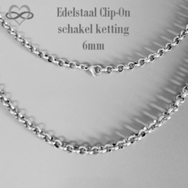 Schakelketting 6mm dik - 40-80cm - van allergievrij rvs, verkleurt niet