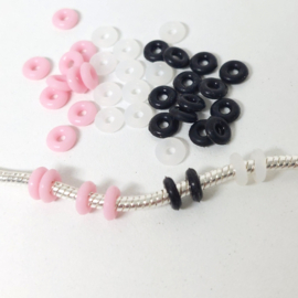 Rubberen Stoppers  PINK ROZE - 6x bedel Stopper voor Bedelarmband Pandora of hobby - 6 stuks