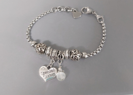 Pandora Style Bedel Armband met Special Sister Hart - cadeau voor Zus Zusje Vriendin