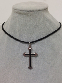 Zwarte Kruis ketting - Cross als choker of lange ketting