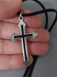Zwarte Kruis ketting - Cross als choker of lange ketting
