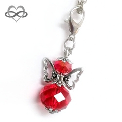 Geluksengeltje Beschermengel Hanger van ROOD kristalglas