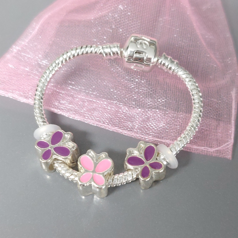 Peuter Armband met Vlinders 13-14cm geschikt voor Pandora Piccolo Charms en alle bedels op deze website