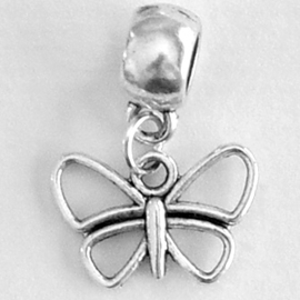 Vlinder Pandora Style bedel voor bedelarmband of ketting - symbool voor vrijheid en vreugde