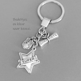 GRADUATE - SUPER - Geslaagd examen rijbewijs cadeau kado - Sleutelhanger