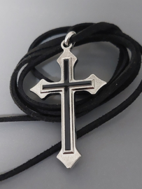 Zwarte Kruis ketting - Cross als choker of lange ketting