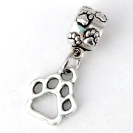 Hond Kat Pootje bedel hanger voor bedelarmband van Pandora Trollbeads enz.