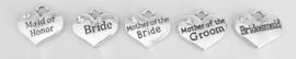 BRUILOFT - Bruidsmeisje Getuigen Moeder van de Bruid Bruidegom - Clip-On Charm bedel hanger Dangle