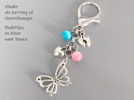 Vlinder sleutelhanger - Vlinder symbool vrijheid, transformatie en geboorte - Vlinder ketting