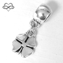Geluk symbool Klavertje 4 bedel voor bedelarmband van Pandora Trollbeads enz.