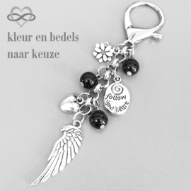 Angel Wing Follow your Heart - Volg je Hart - Succes Geslaagd Clip-On tashanger sleutelhanger